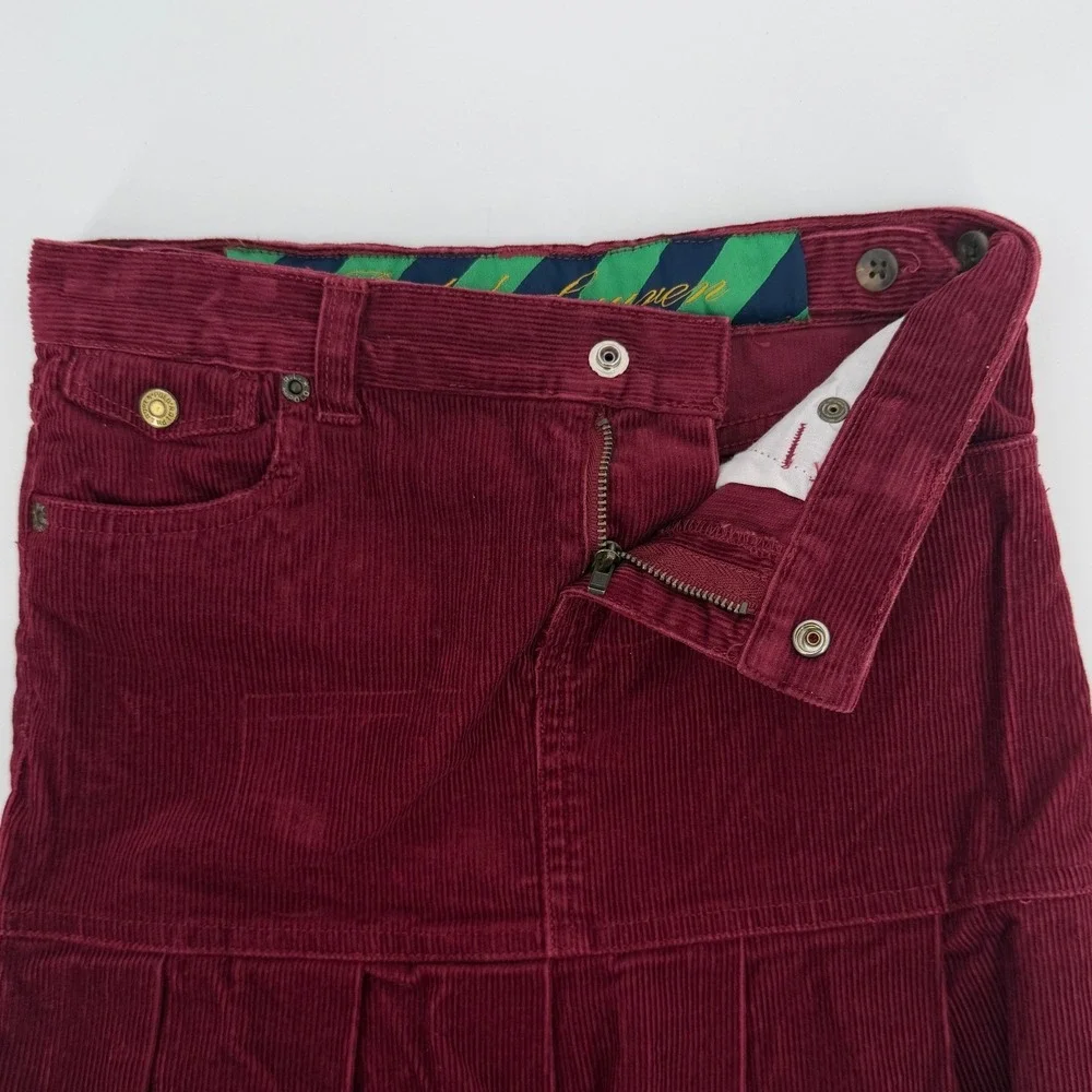 Ralph Lauren Girl's Burgundy Corduroy Pleated Skirt Preppy Sz 6X‎